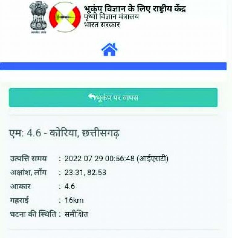छत्तीसगढ़ में भूकंप से 2 मजदूर घायल