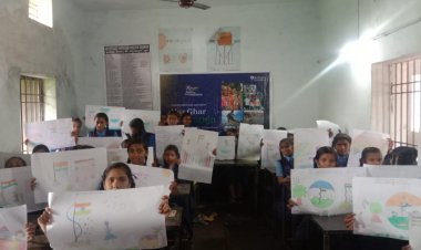 बच्चों के चित्रकला में दिखा देश प्रेम का जज्बा