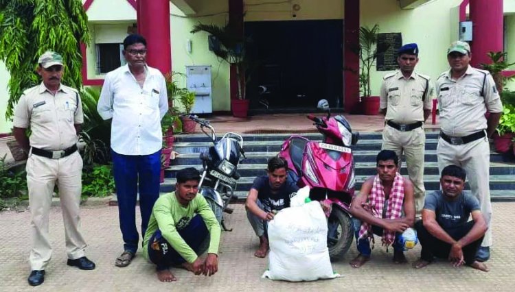 मेस्ट्रो स्कूटी और स्प्लेंडर से गांजा ले जाते पकड़े गए 4 तस्कर