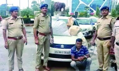 भिलाई में गांजा खपाने जा रहा कोहका निवासी युवक रायपुर में  गिरफ्तार, कार में मिला 6 लाख का गांजा