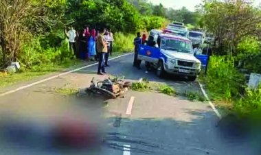 हाईवा के कुचलने से बाइक चालक सहित दो की दर्दनाक मौत, चालक फरार
