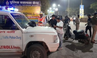 यातायात नियमों के उल्लंघन पर दुर्ग पुलिस ने 450 लोगों का काटा चालान