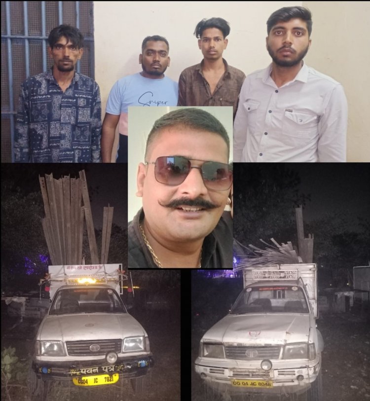 भिलाई में कबाड़ चोरी के मुख्य सरगना सहित पांच गिरफ्तार, लाखों का माल जब्त