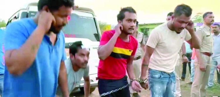 भाजपा नेता के कातिलों का पुलिस ने निकाला जुलुस