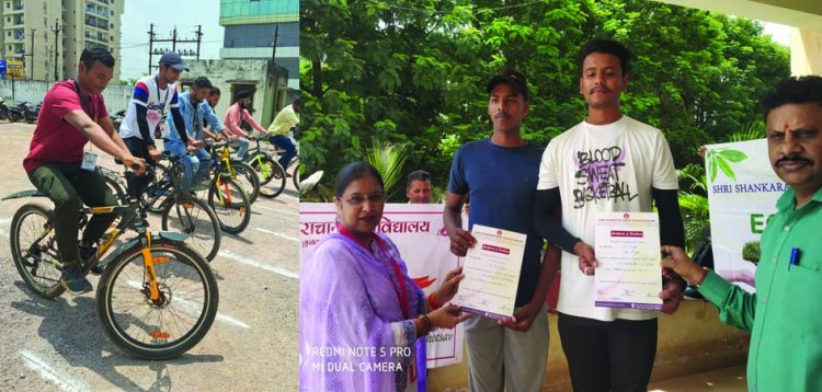 स्लो साइक्लिंग स्पर्धा में विद्यार्थियों ने दिखाई प्रतिभा