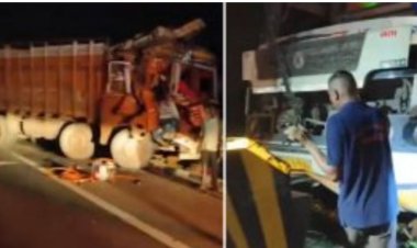 बस और ट्रक की टक्कर में 6 की मौत, कई घायल