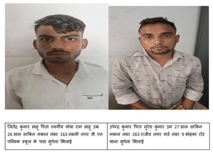 बैंक खातों में सायबर ठगी के पैसों का लेन देने करने वाले दो युवक भिलाई से गिरफ्तार