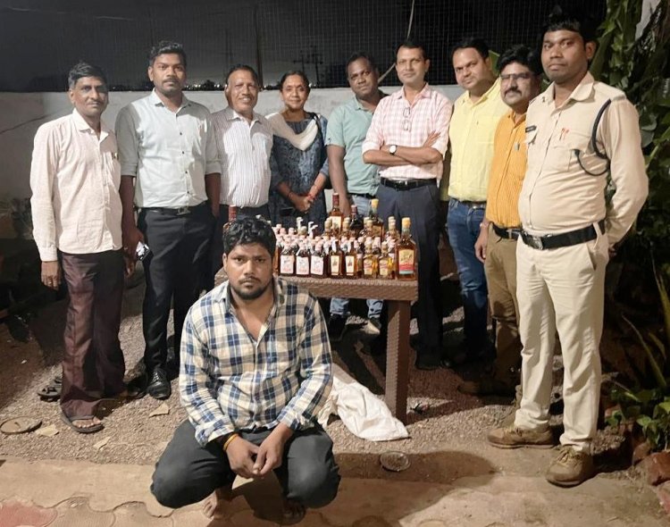 आबकारी विभाग दुर्ग की टीम ने जब्त की मध्यप्रदेश की विदेशी शराब, आरोपी गिरफ्तार