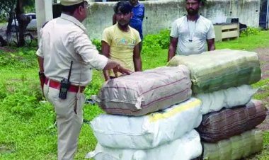 स्पंज आयरन के पीछे छिपा था 215 किलो गांजा, ट्रक ड्राइवर और खलासी गिरफ्तार, दुर्ग से होकर निकला था ट्रक