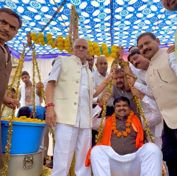 स्कूल शिक्षा मंत्री गजेन्द्र यादव का अहिवारा में भव्य स्वागत