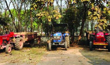 अवैध रेत परिवहन पर बड़ी कार्रवाई 9 ट्रैक्टर जब्त