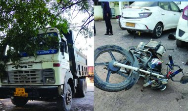 तेज रफ्तार हाइवा ने बाइक को मारी टक्कर, युवक और युवती की मौत, एक युवती गंभीर