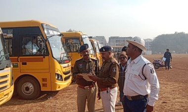 स्कूल बस जांच शिविर, 49 बसों की जांच, 10 पर चालान