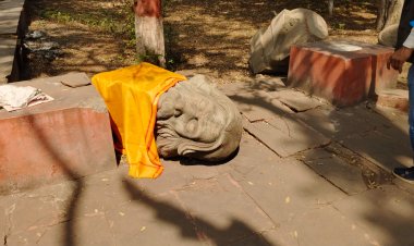 भिलाई सिविक सेंटर में गुरुदेव की प्रतिमा गिरी मिली, कला जगत में रोष