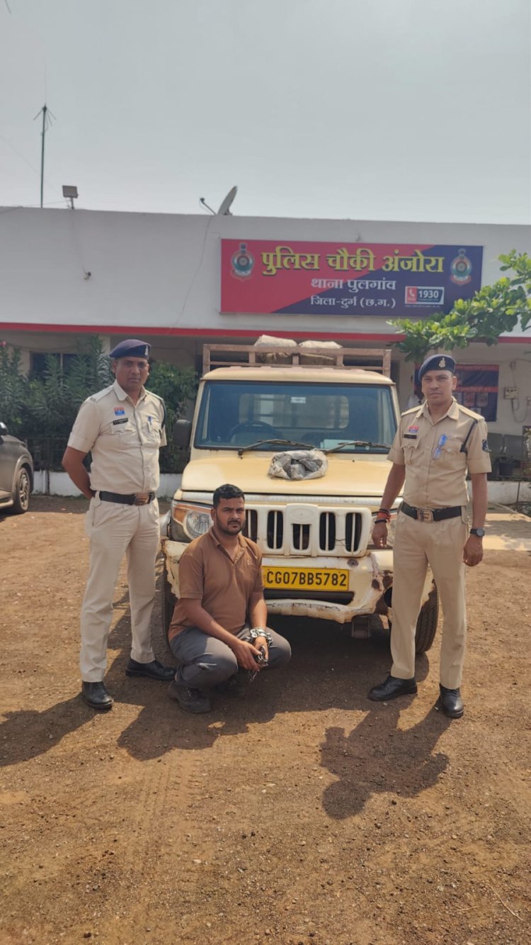 कंपनी से सिलिको मैंगनीज चोरी: वाहन चालक गिरफ्तार, चोरी गए सामान सहित 4 लाख का वाहन जब्त