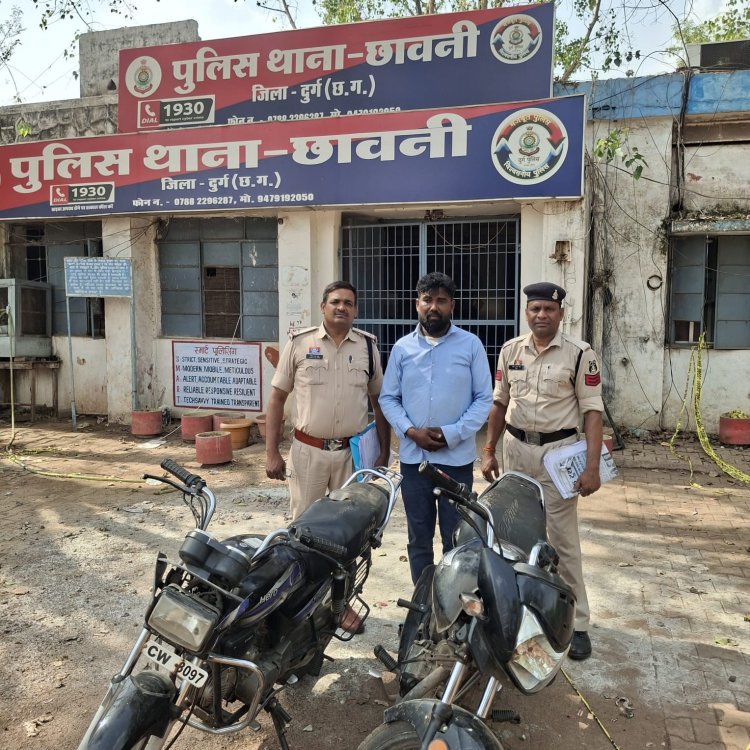 दुर्ग-भिलाई में बाइक चोरी का खुलासा, आरोपी गिरफ्तार, 2 चोरी की मोटरसाइकिल बरामद