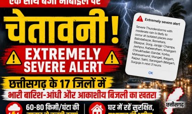 छत्तीसगढ़ में Extremely Severe Alert, 17 जिलों में भारी बारिश, आंधी और बिजली गिरने का खतरा