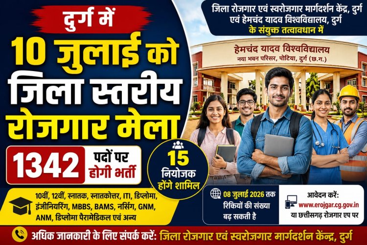 10 जुलाई को जिला स्तरीय रोजगार मेला, 1342 पदों पर होगी भर्ती