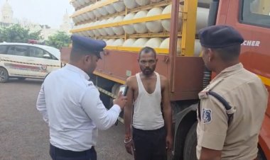 नशे में CNG गैस ट्रक दौड़ा रहा था चालक, इंटरसेप्टर ने पीछा कर पकड़ा